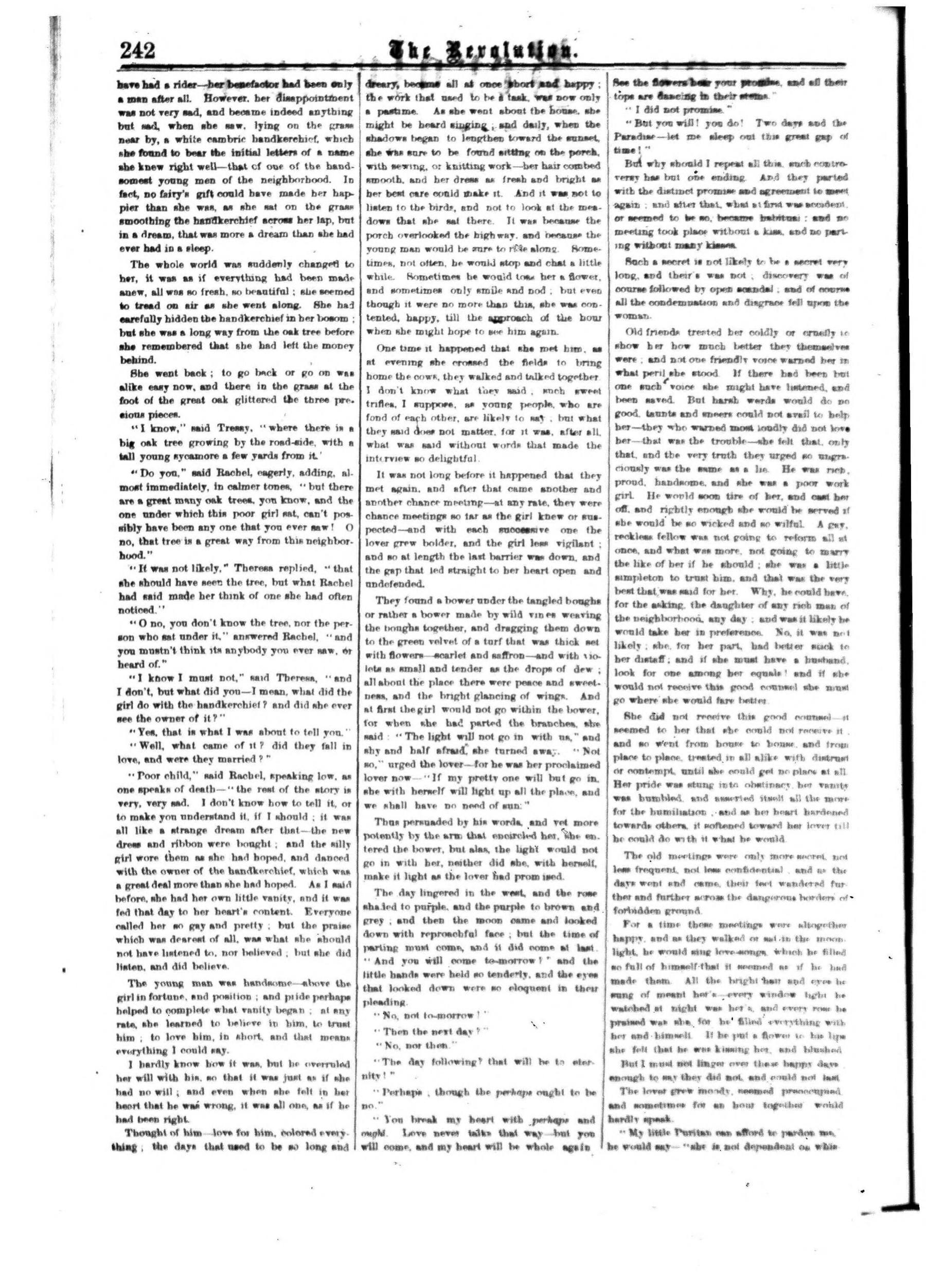 Page 2 of The Revolution, vol. 5, no. 16, April 21, 1870, p. 242