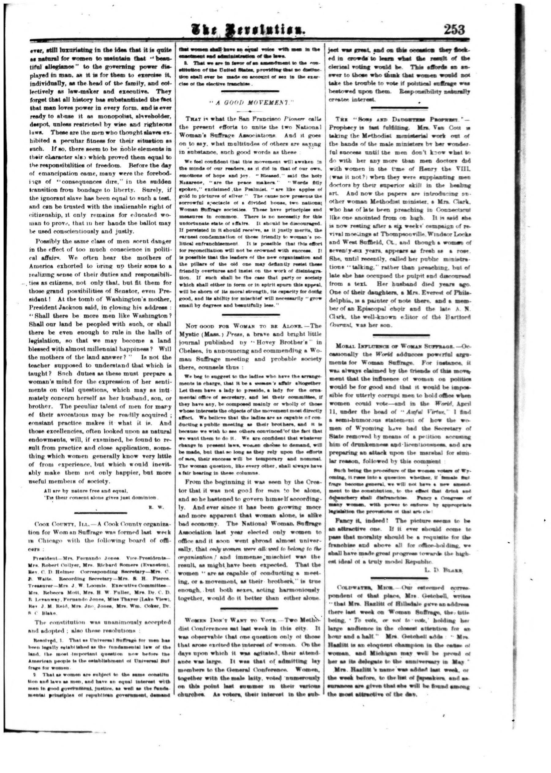 Page 13 of The Revolution, vol. 5, no. 16, April 21, 1870, p. 253