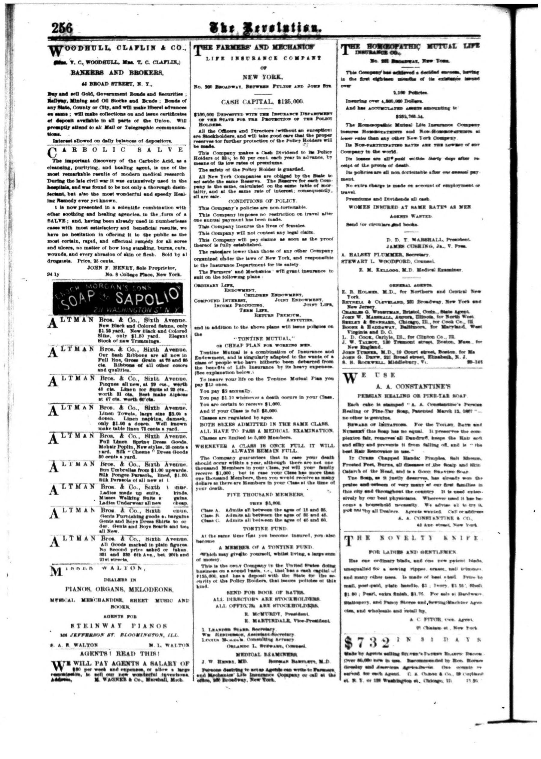 Page 16 of The Revolution, vol. 5, no. 16, April 21, 1870, p. 256