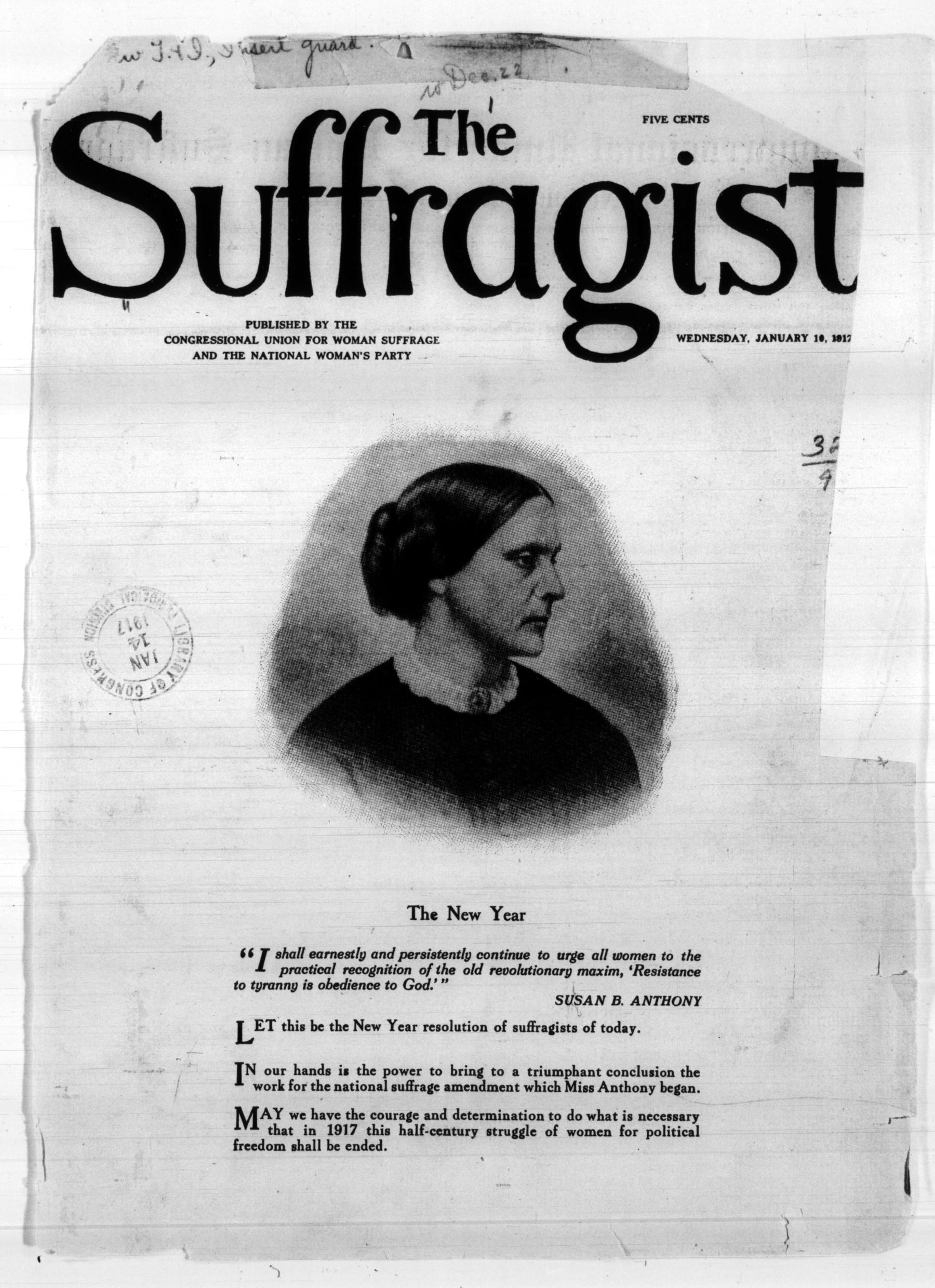 Page 1 of The Suffragist, vol. 5, no. 54, January 10, 1917, p. 1