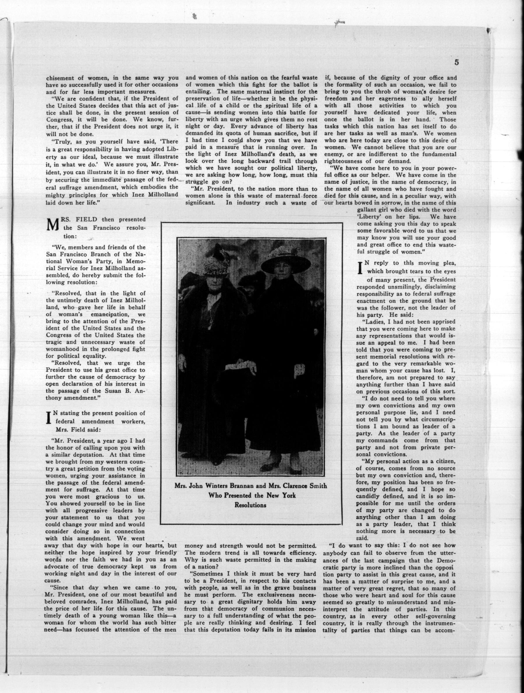 Page 5 of The Suffragist, vol. 5, no. 55, January 17, 1917, p. 5