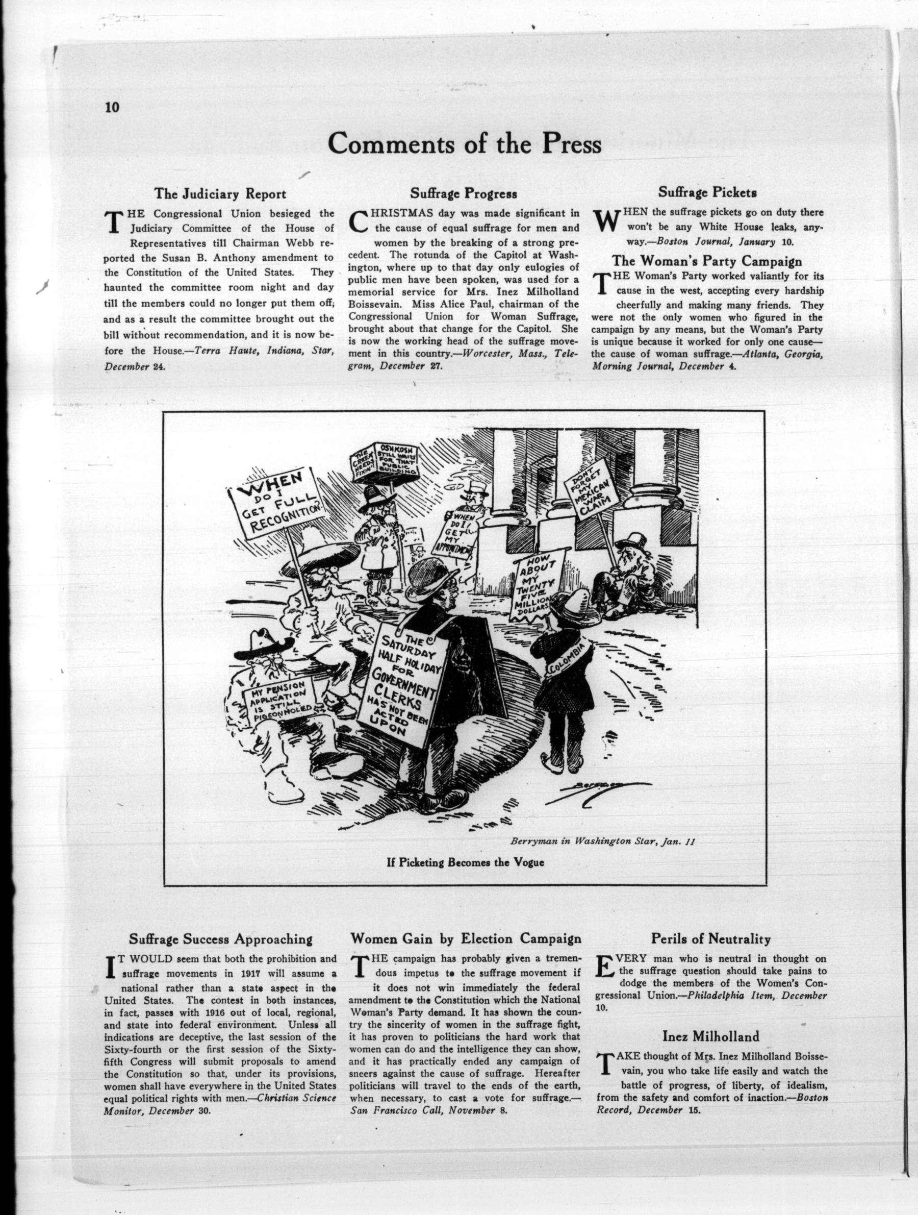 Page 10 of The Suffragist, vol. 5, no. 55, January 17, 1917, p. 10
