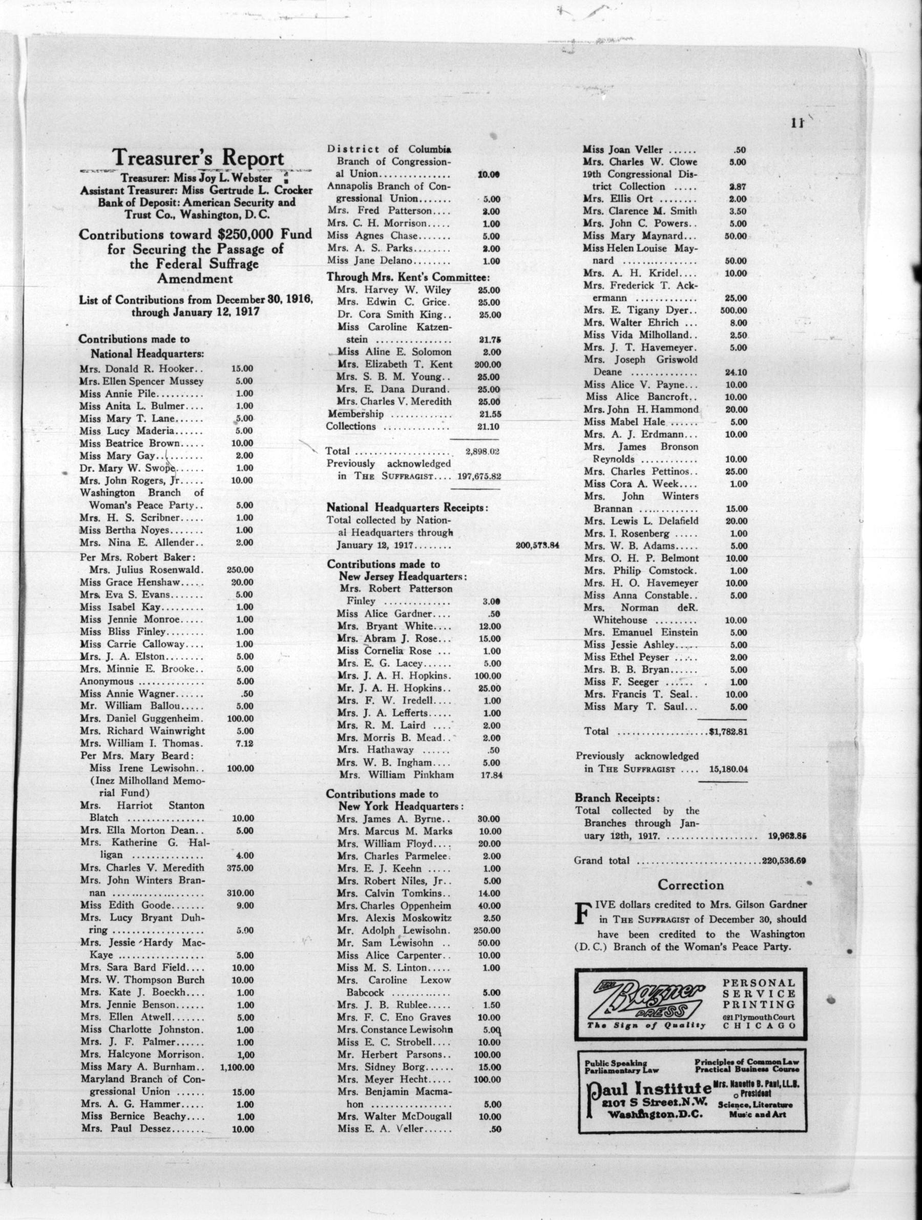 Page 11 of The Suffragist, vol. 5, no. 55, January 17, 1917, p. 11