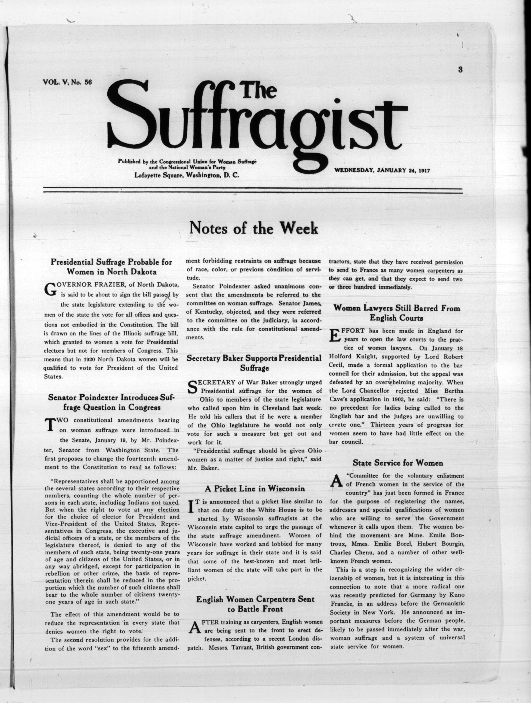 Page 3 of The Suffragist, vol. 5, no. 56, January 24, 1917, p. 3