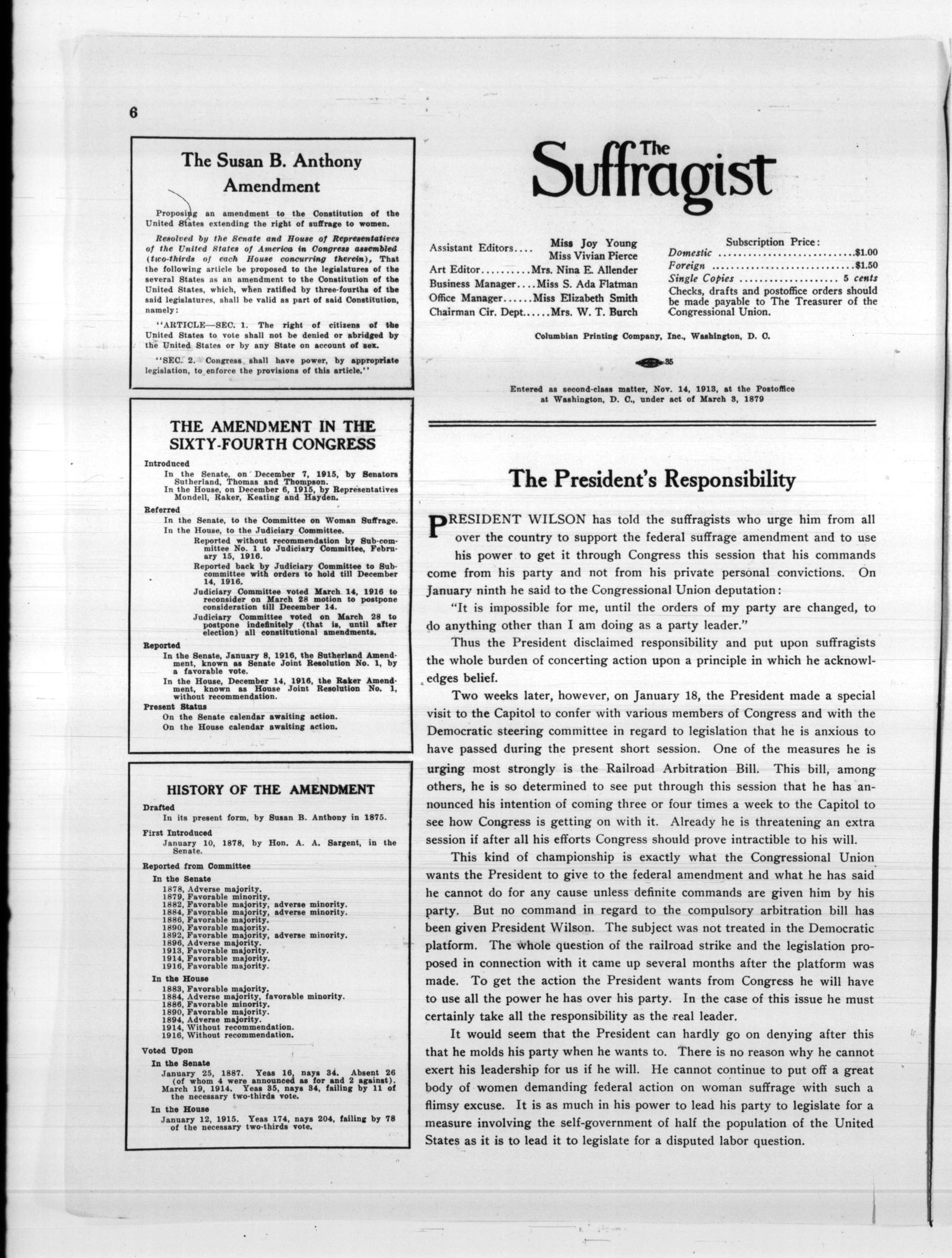 Page 6 of The Suffragist, vol. 5, no. 56, January 24, 1917, p. 6