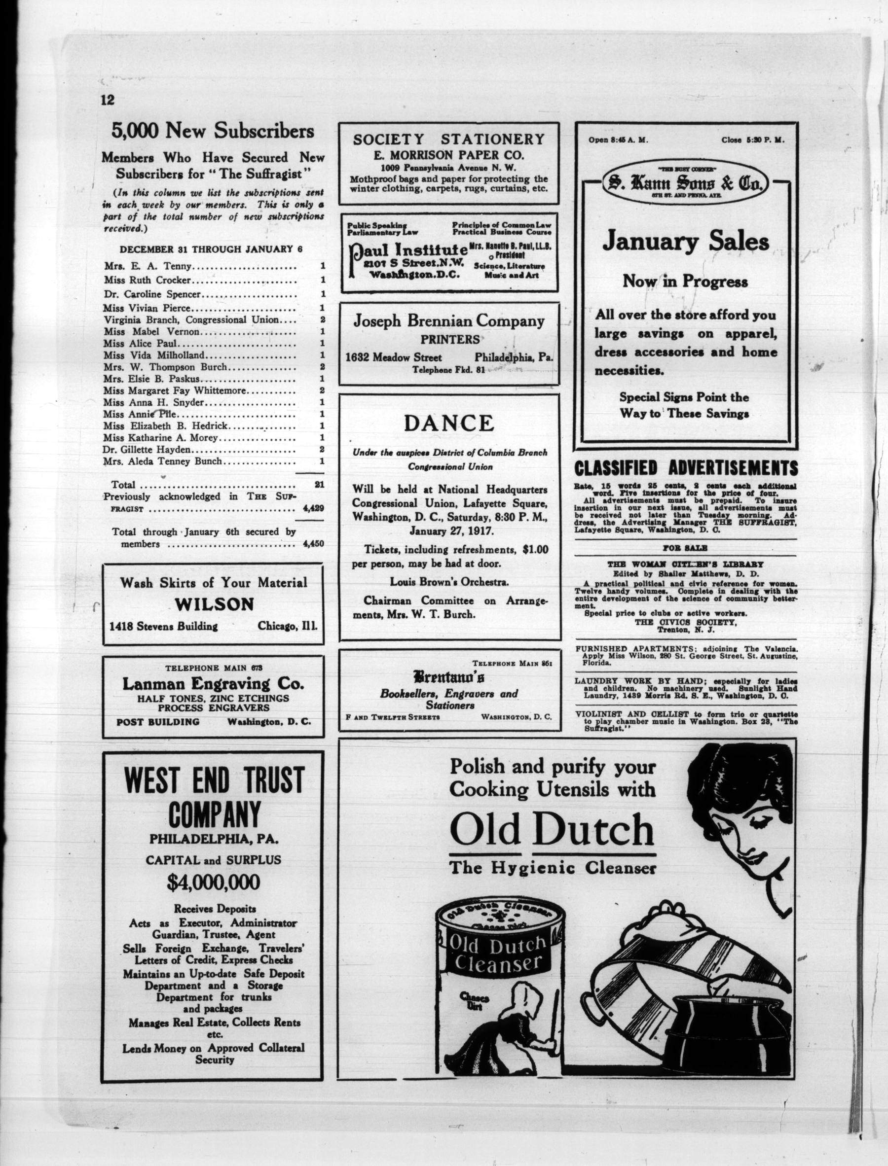 Page 12 of The Suffragist, vol. 5, no. 56, January 24, 1917, p. 12