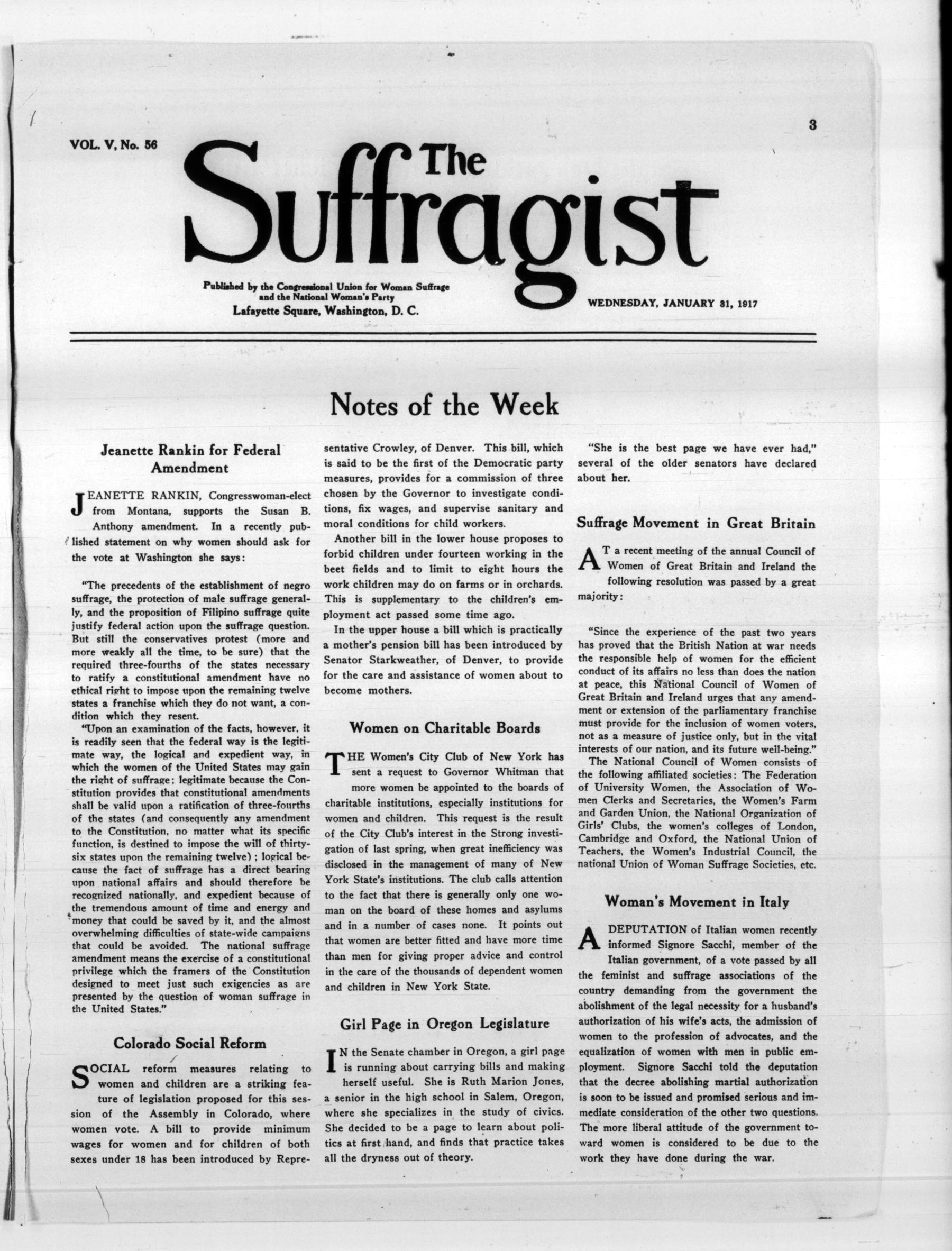 Page 3 of The Suffragist, vol. 5, no. 56, January 31, 1917, p. 3