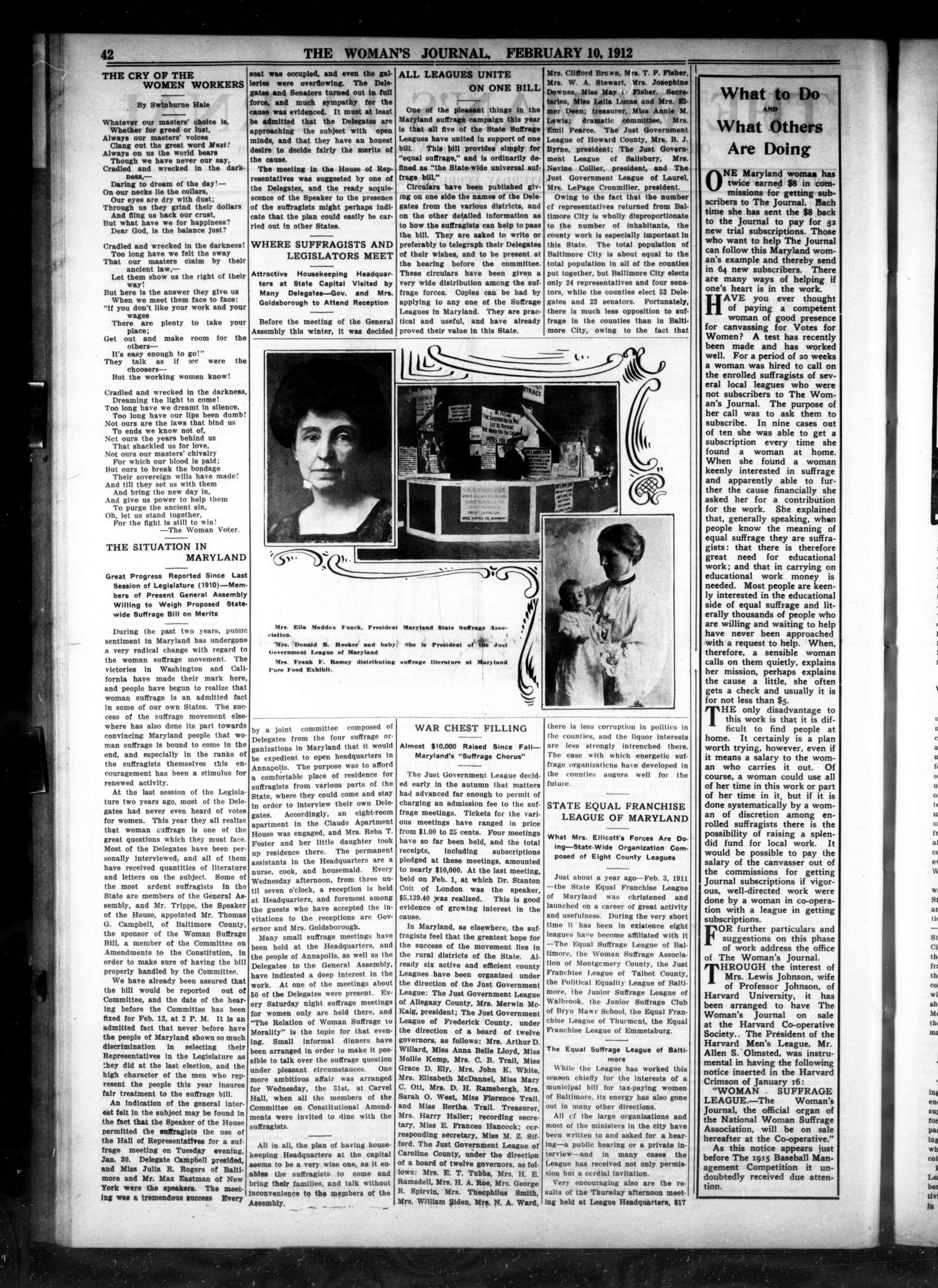 Page 2 of The Woman's Journal, vol. 43, no. 6, February 10, 1912, p. 42