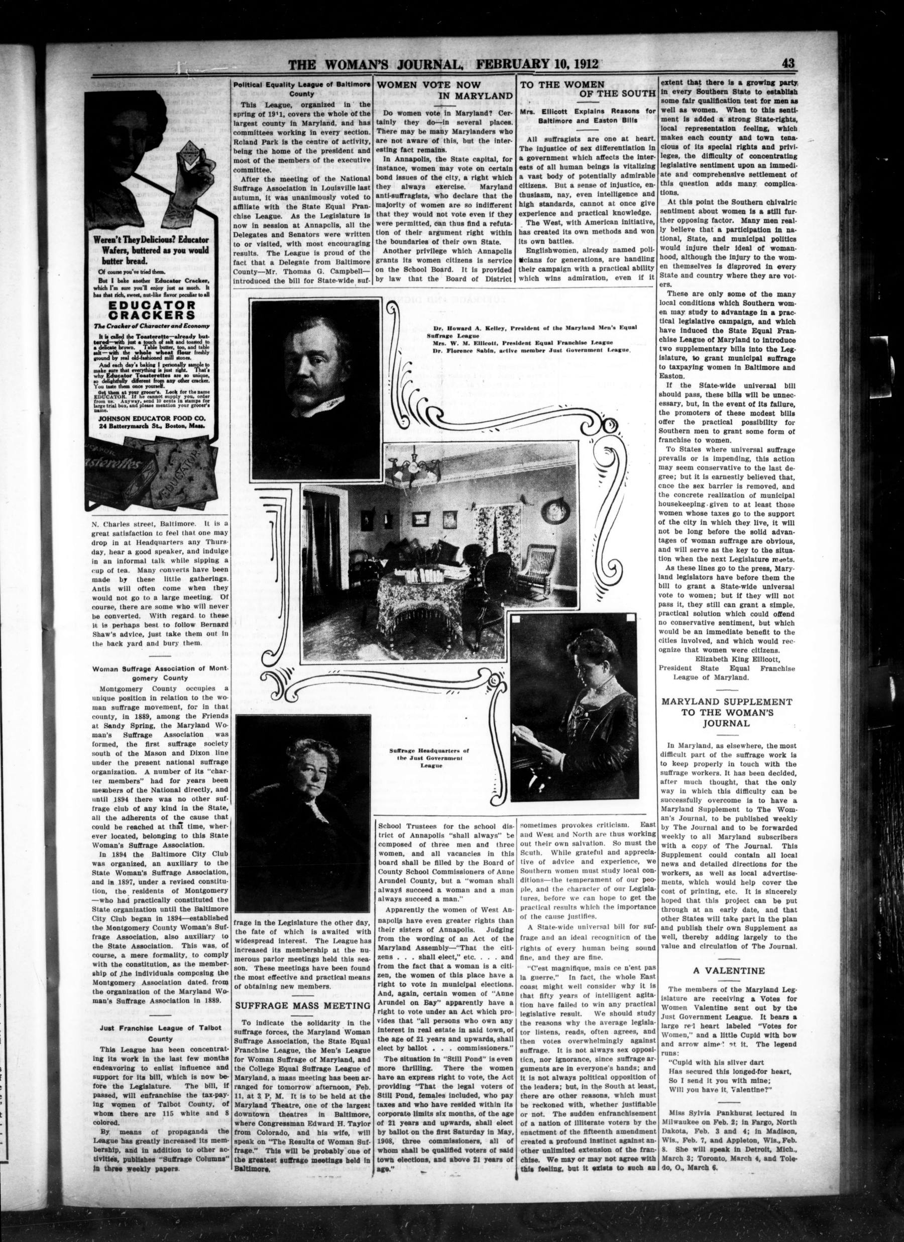 Page 3 of The Woman's Journal, vol. 43, no. 6, February 10, 1912, p. 43