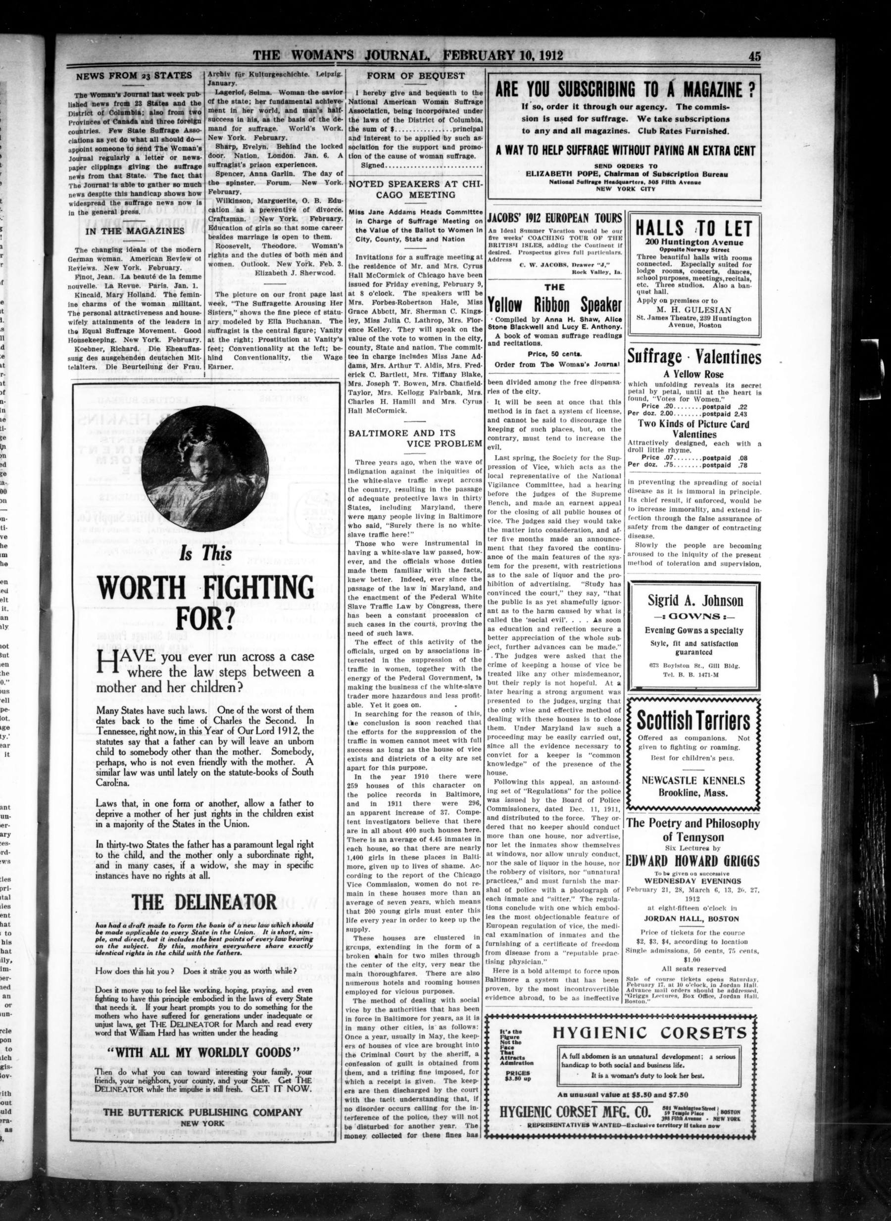 Page 5 of The Woman's Journal, vol. 43, no. 6, February 10, 1912, p. 45