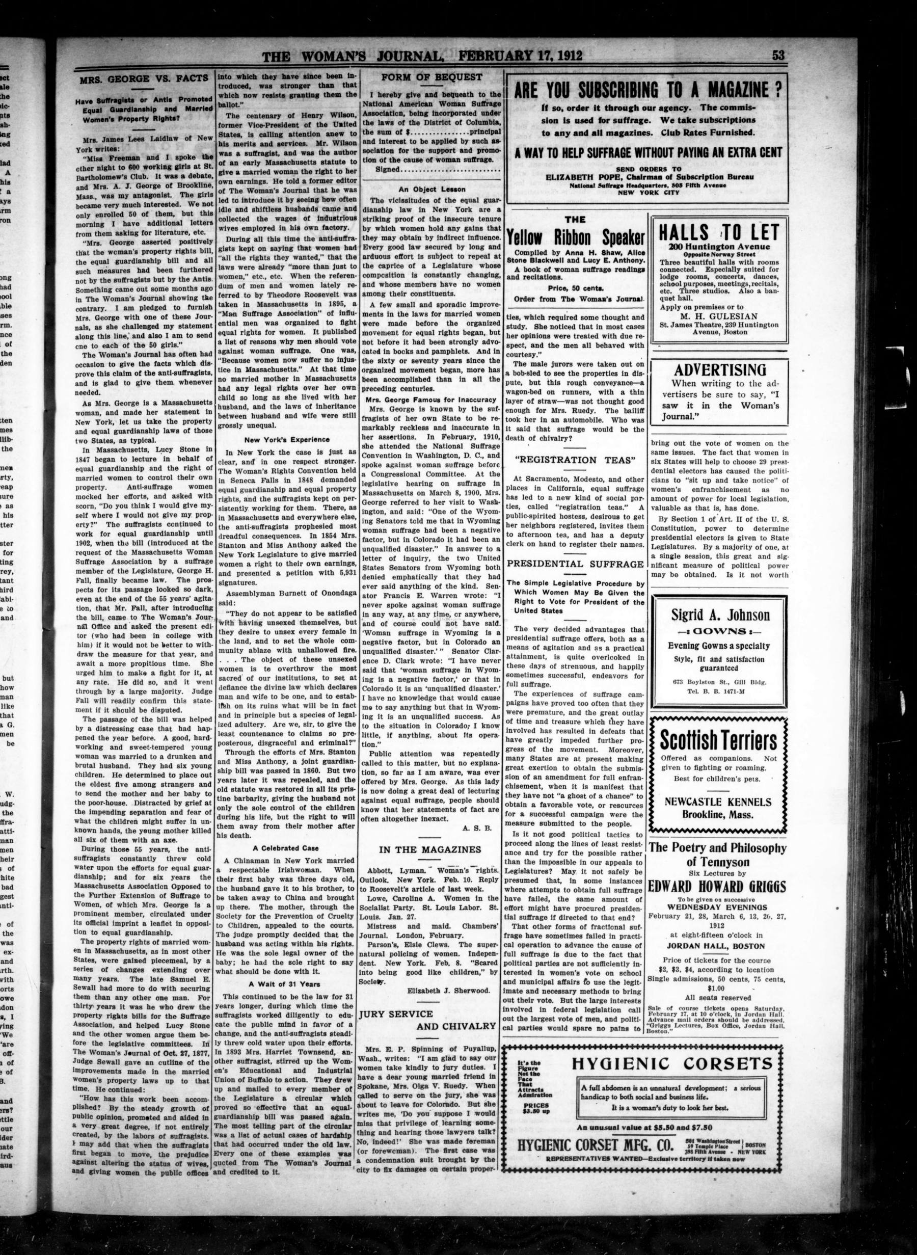 Page 5 of The Woman's Journal, vol. 43, no. 7, February 17, 1912, p. 53